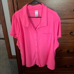 Time and Tru terry cloth hot pink button shirt